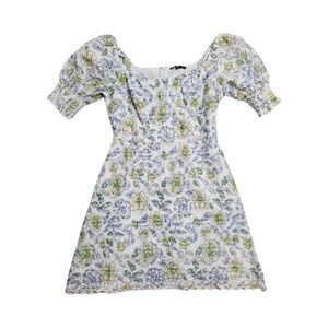 7 For All Mankind Green Floral Eyelet Peasant Dress Size: S
